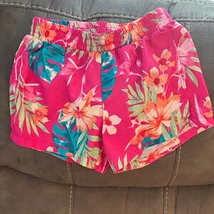 Size L Girls Floral Pink Tropical Shorts